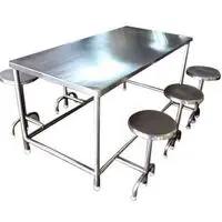 STAINLESS STEEL 6 STOOL DINING TABLE