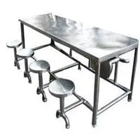 STAINLESS STEEL 8 STOOL DINING TABLE