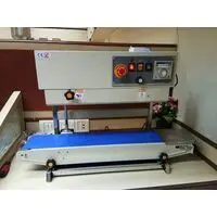VERTICAL BAND SEALER WITH GEAR BOX AND EMERGENCY BUTTON