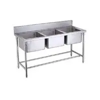 COMMERCIAL STAINLESS STEEL TRIPLE SINK UNIT