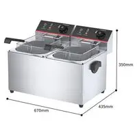 STAINLESS STEEL DOUBLE DEEP FRYER (6 + 6 LITERS)