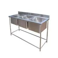 COMMERCIAL STAINLESS STEEL TRIPLE SINK UNIT